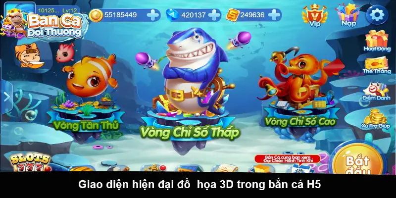 Giao diện hiện đại đồ họa 3D trong bắn cá H5.