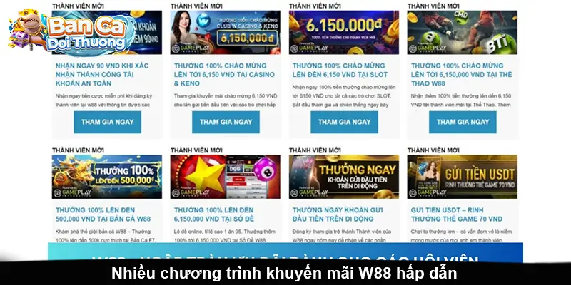 Nhiều chương trình khuyến mãi W88 hấp dẫn